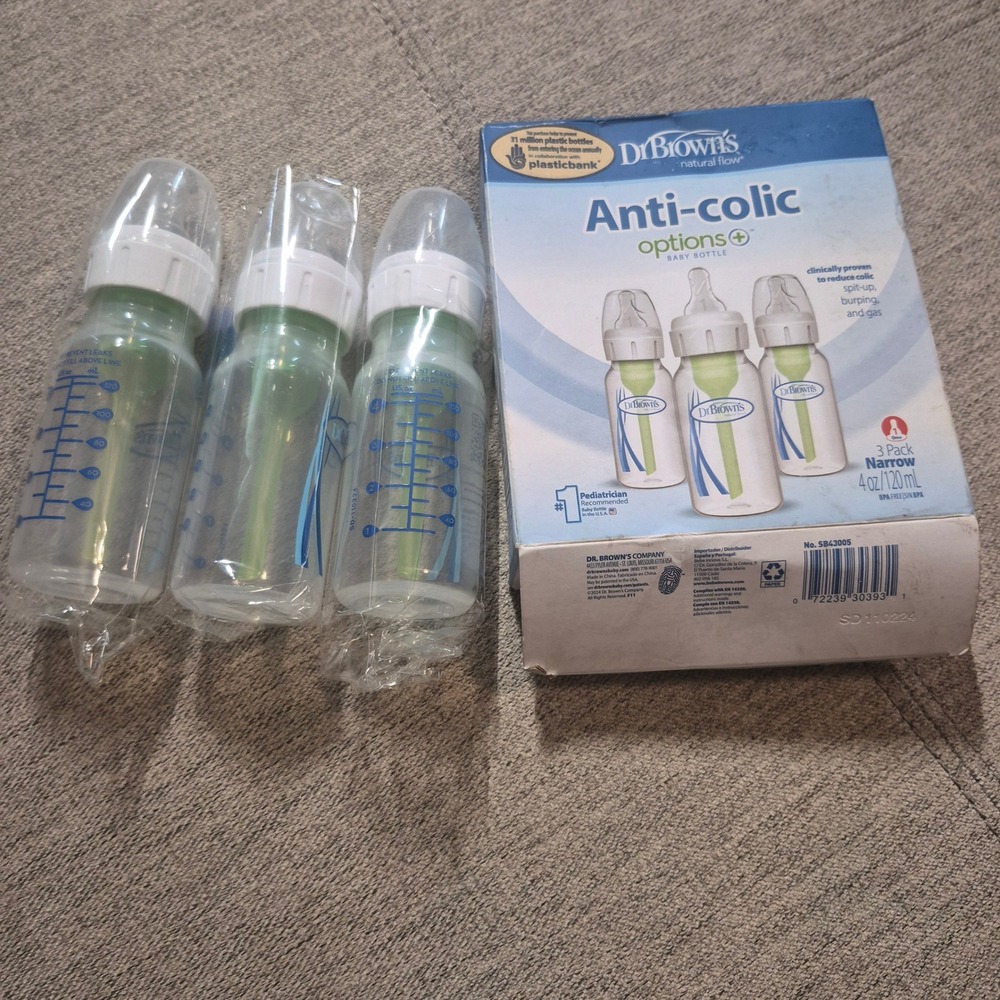 Dr. Brown's Anti-Colic Options+ Narrow Baby Bottles 4oz 3 Pack SB43005